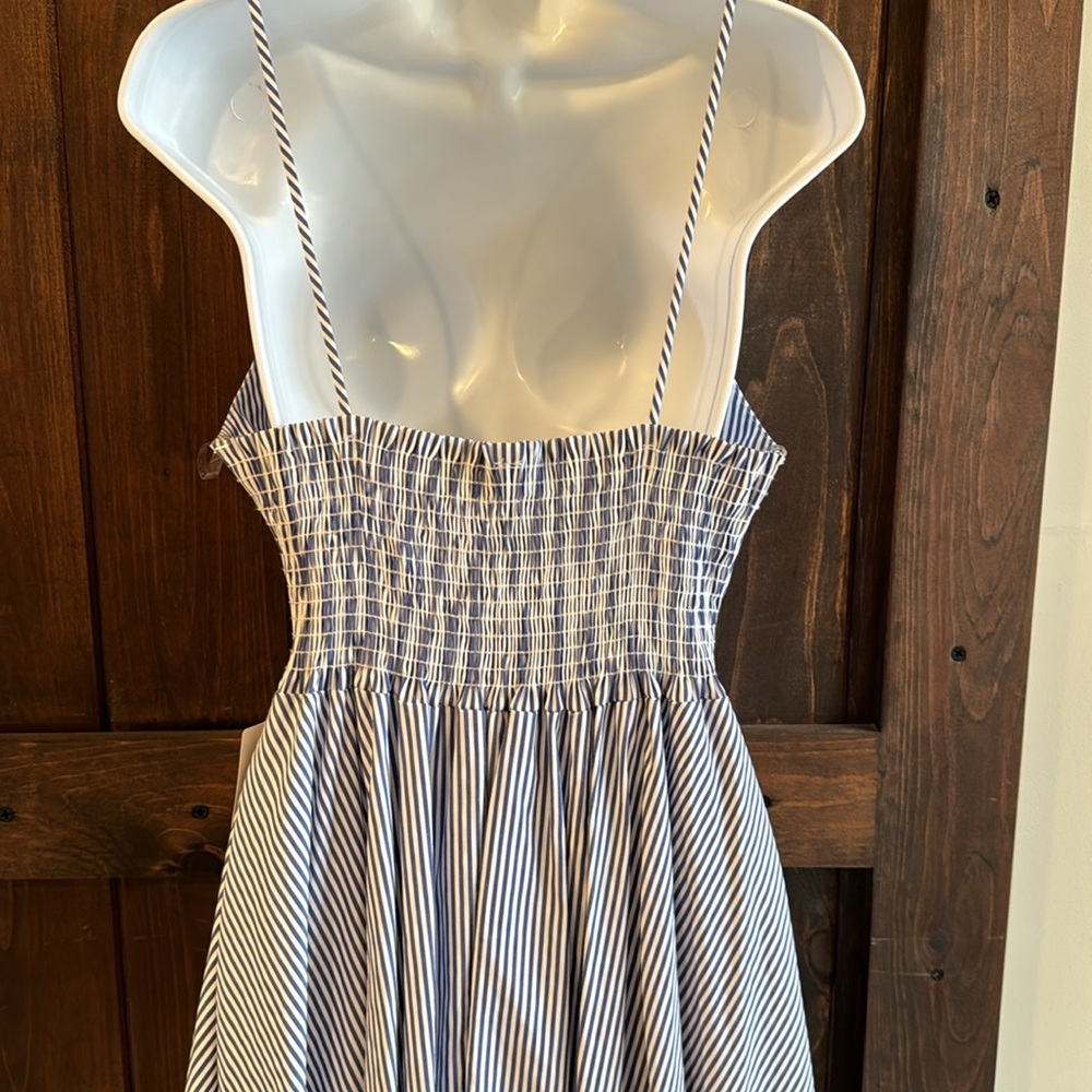Blue and white striped high-low strappy sundress - Women's size Medium - Picture 4 of 9